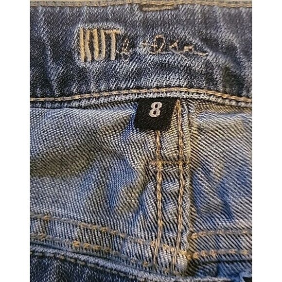 Kut from the Kloth Women 8 Catherine Blue M LowRise Straight Leg Jean Distressed - Picture 7 of 9